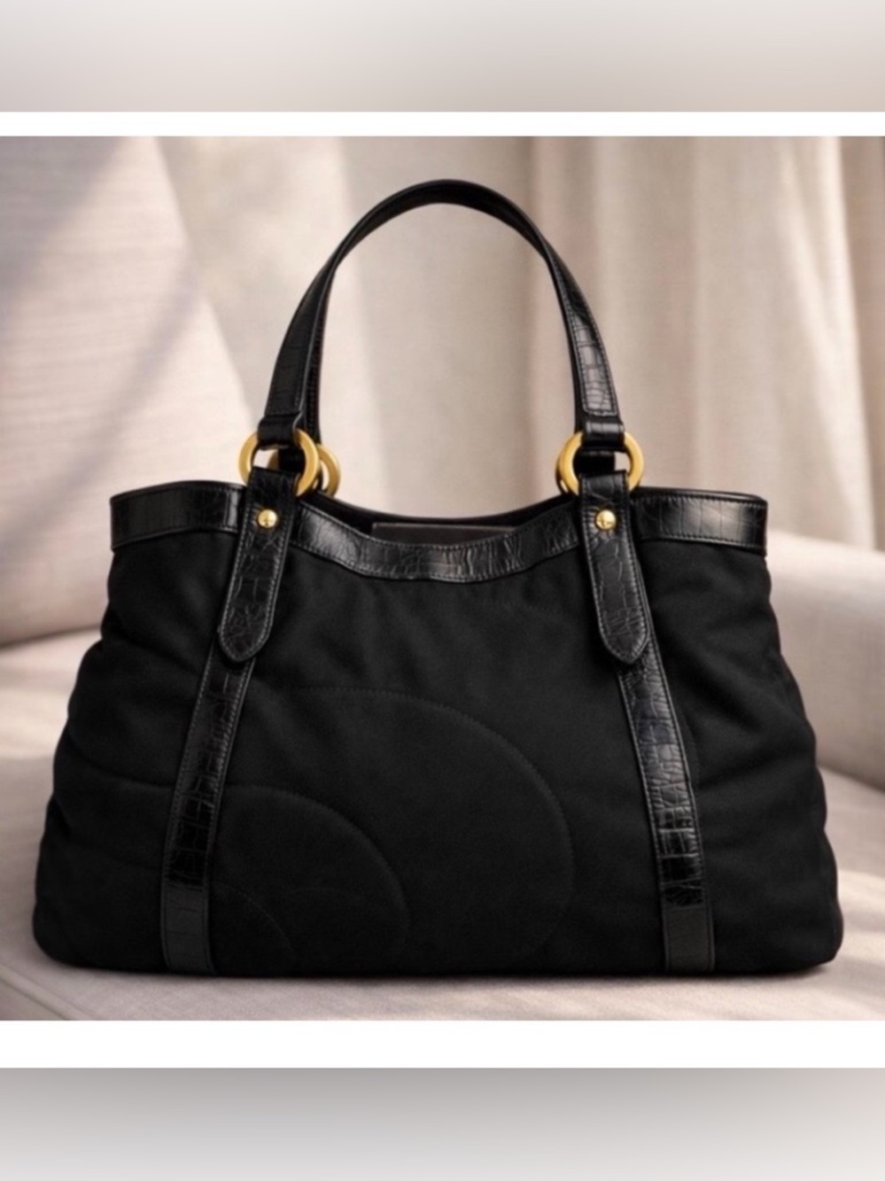 Vintage Black Tote Bag Made in Italy Designer Montblanc Starisma Large Work Tote